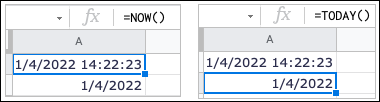 Enter the current date and time NOW and TODAY Enter the current date and time NOW and TODAY