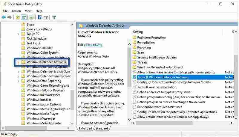 Activate Windows Defender Activate Windows Defender