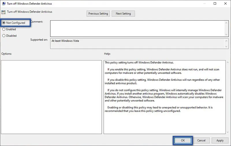 Activate Windows Defender Activate Windows Defender