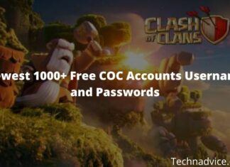 Newest 1000+ Free COC Accounts Username and Passwords