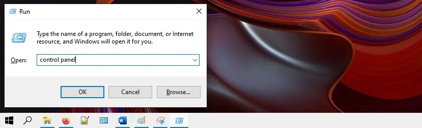 Open Control Panel in Windows Run