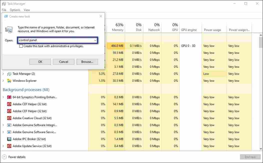 Via Task Manager