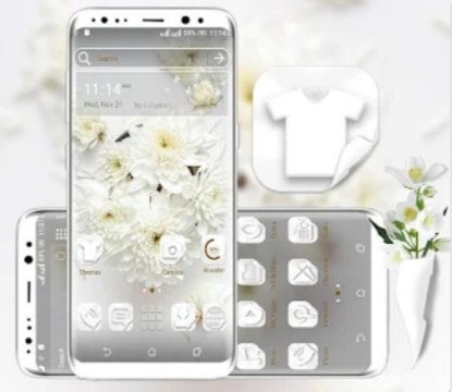 White Flower Launcher Theme